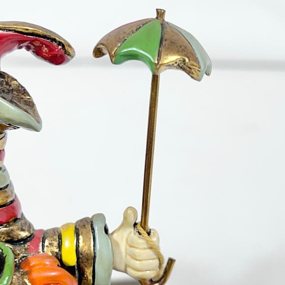 Ron Lee Acrobat Handstand Clown Umbrella Gold Onyx Hand Painted Signed 1982 - Picture 10 of 16